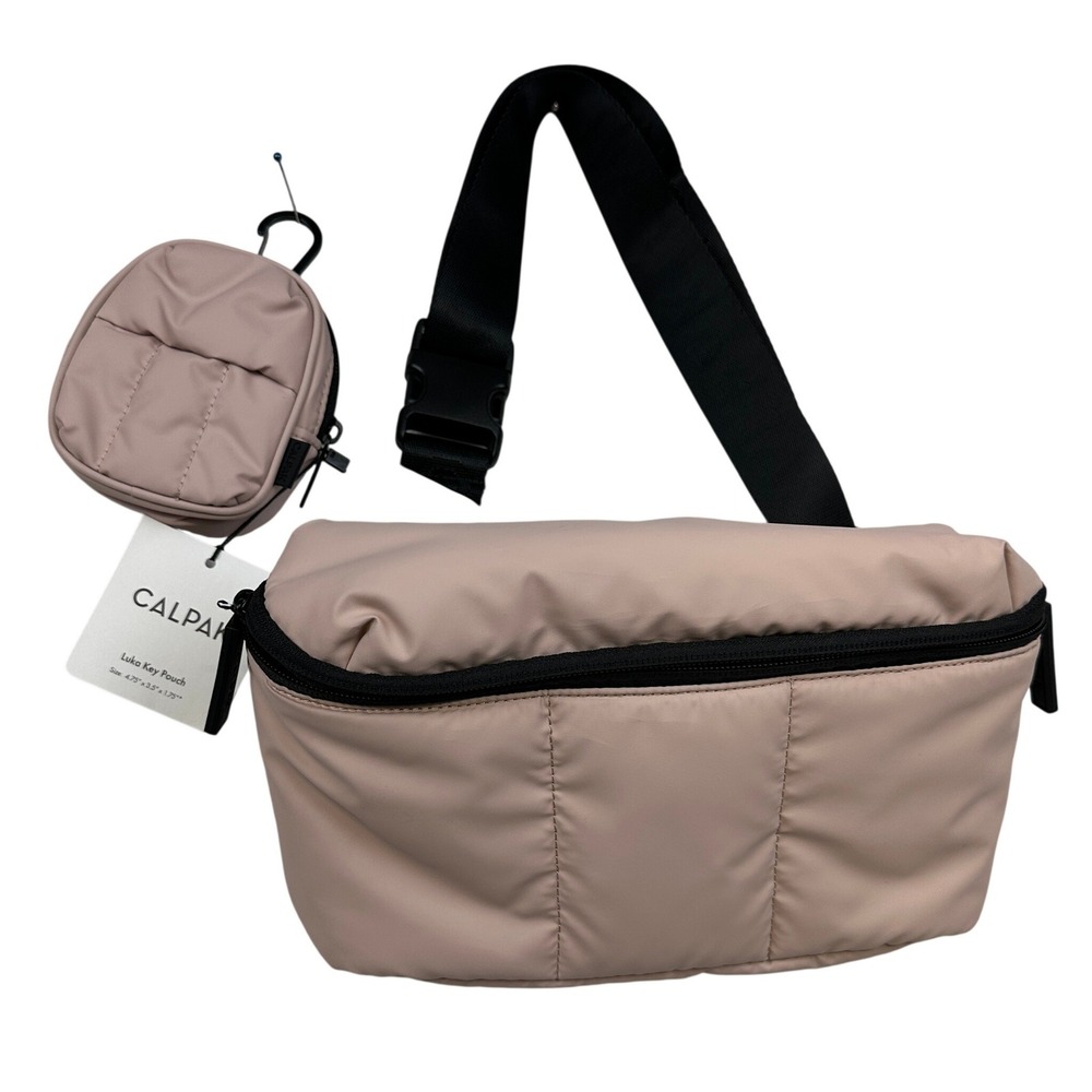 Calpak Luka Belt Bag Rose Quartz Puffer Crossbody + Key Pouch NWT